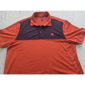 Adidas Men's Polo Shirt Large Orange Navy Performance Athletic Golf